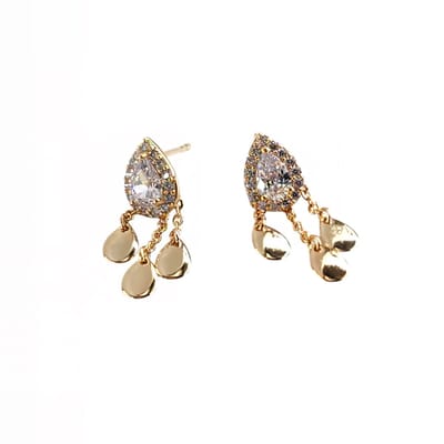 Gold Rose Drop Dangle Minimal Earrings Gold 18K