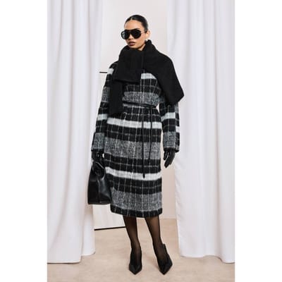 boohoo Dames Oversized geruite wol-lookjas | Black | Maat: 10