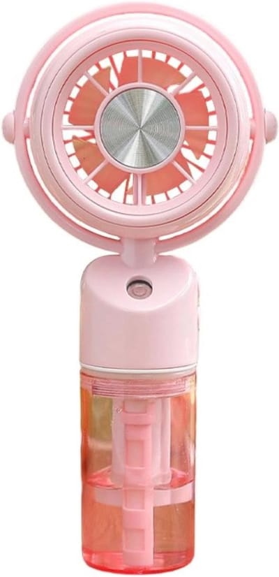 VHV-Mini-Ventilator met Verneveling - Handventilator met Waterspray en USB-Oplaadfunctie - Draagbare Bureauventilator voor Zomer en Reizen - Compact Design - Roze