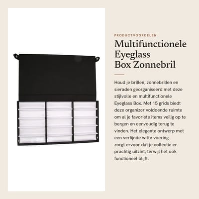 Dailygoods- Brildoos 15 Vakken - Multifunctionele Opbergdoos - Zonnebrillen Organizer - Sieraden Houder - Elegant Design - Beschermt en Organiseert