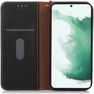 KHAZNEH Hoesje RFID Book Case Leer Zwart Geschikt voor Samsung Galaxy A55