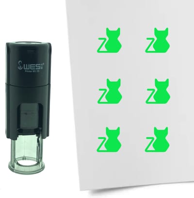CombiCraft Stempel Kat 10mm rond - groene inkt