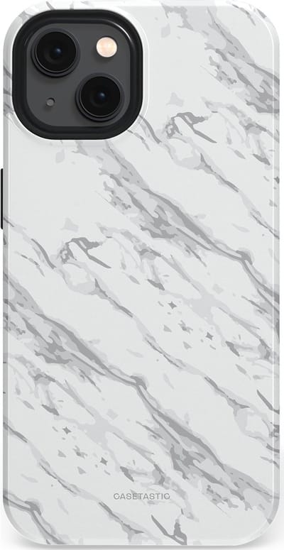 Casetastic hoesje geschikt voor Apple iPhone 13 - MagSafe - Dubbellaagse bescherming - Arctisch Marmer - Fashion Case - Wit Lichtgrijs