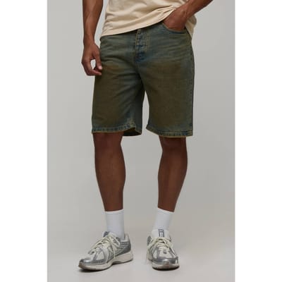 Relaxed Getinte Denim Shorts | Green | Size 36