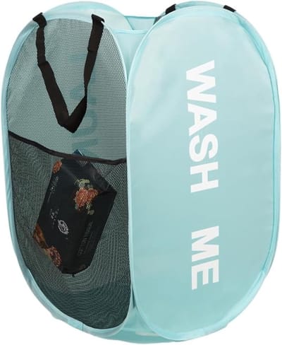 Vouwbare Wasmand voor Thuis en Reizen, Opvouwbare Kledingmand, Ideaal voor Badkamer, Slaapkamer en Studentenhuis, Blauw
