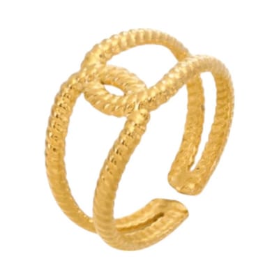 Aramat Jewels | Ringen | Stalen verstelbare ring -knoop met motief | Goudkleur | |10mm | Staal | Volwassenen | Verkleurd niet