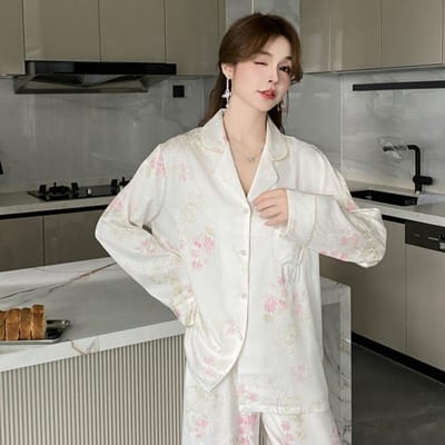 Zomer Dunne IJszijde Pyjama voor Dames High-end Groen Korte Mouwen Broek Driedelige Huiskleding Set XL gray