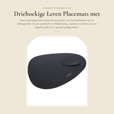 Dailygoods- Placemat Driehoekig - Kunstleer - Waterdicht - Antislip - Onderzetter - Afmetingen 43,5x36,5 cm - Tafelmat