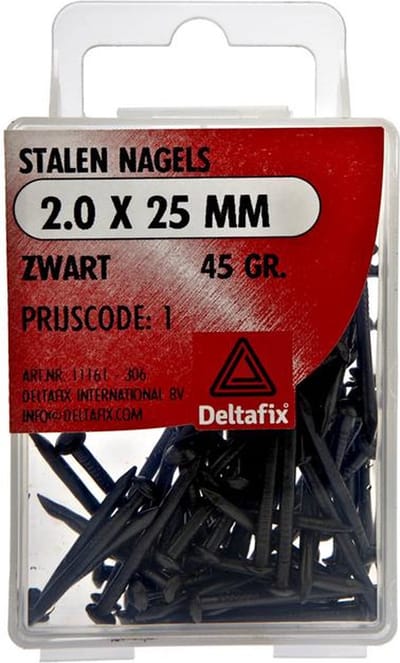 Deltafix stalen nagels 2,0 x 25 mm - zwart staal - profi - 45 gram