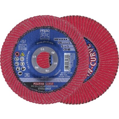 PFERD TOOLS 67689066 Co Sgp Curve Steelox Lamellenschijf Diameter 125 mm Boordiameter 22.23 mm Korrelgrootte (num) 60 10 stuk(s)