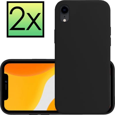 Hoesje - 2 Stuks - Geschikt voor Apple iPhone XR - Sterk & Shockproof - Case Siliconen - Back Cover - Telefoon Hoes - Zwart