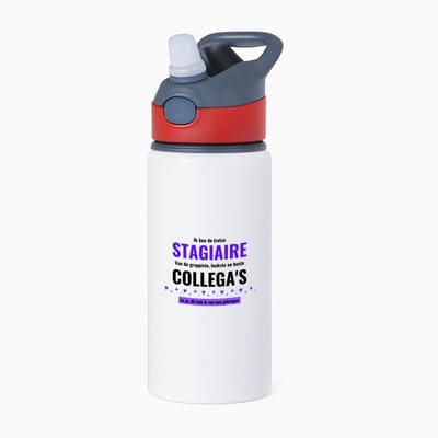 Hacebo® - ik ben de trotste stagiaire van de grappigste, leukste en beste collega's, en ja dit heb ik van hun gekregen waterfles met rietje rood - de trotste stagiaire - collega's - werknemers - verjaardagscadeau - water fles - 650ML