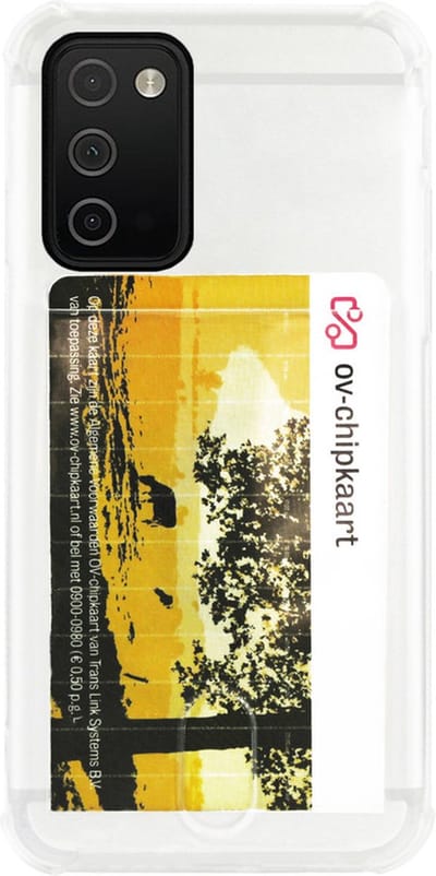 ADEL Siliconen Back Cover Softcase Hoesje Geschikt voor Samsung Galaxy A03s - Pasjeshouder Doorzichtig