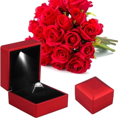 Elegante Ringdoos met LED Verlichting voor Sieradenopslag en Presentatie - Perfect als Cadeau voor Verloving of Valentijnsdag
