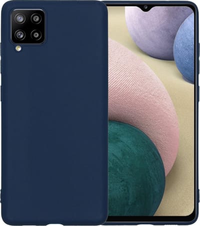 Hoesje - Geschikt voor Samsung Galaxy A12 - Sterk & Shockproof - Siliconen Case - Hoes Cover - Telefoonhoes - Donkerblauw
