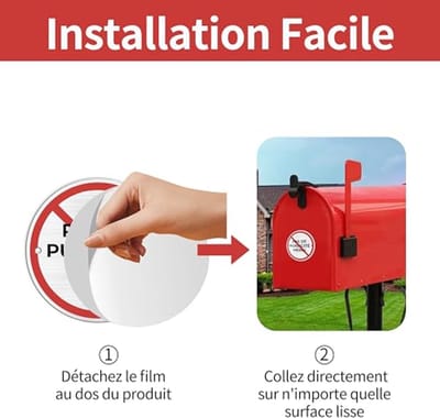 Letterbox sign for video surveillance, self-adhesive, brushed aluminum, φ85 mm