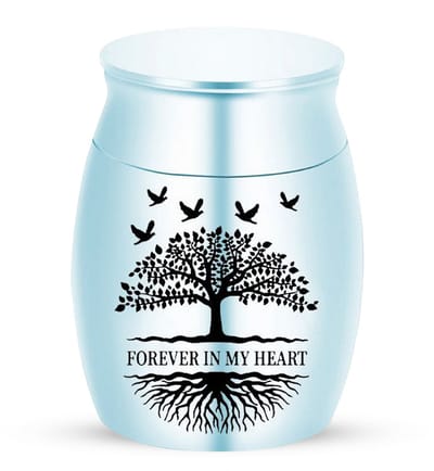 Elegante Mini Urn - 30 ML - 40*30mm - Urn - Mini Crematie Urn - As Urn - Voor Huisdieren, Honden, Katten of Menselijk As - Crematie As - Mini Urn - Forever in my Heart - Baby Blue