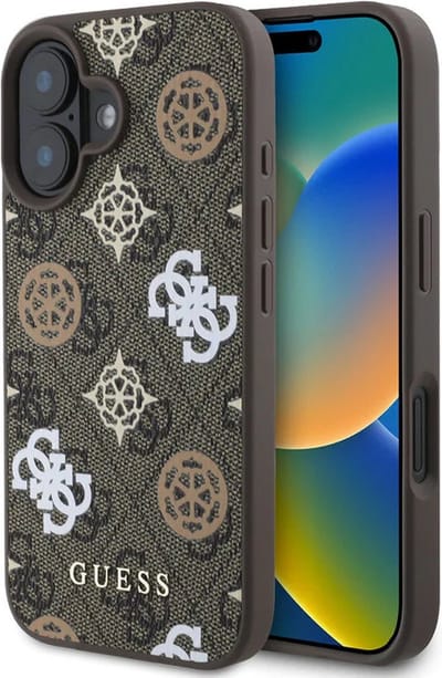 Guess Peony geschikt voor iPhone 16 hoesje - geschikt voor Magsafe - Bruin