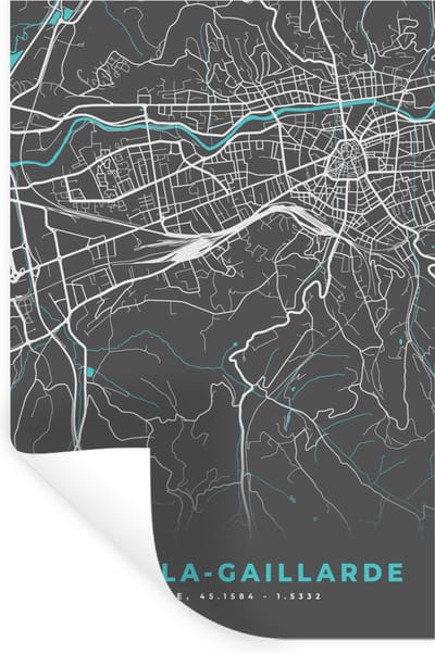 Muurstickers - Sticker Folie - Brive-la-Gaillarde - Frankrijk - Stadskaart - Plattegrond - Kaart - 20x30 cm - Plakfolie - Muurstickers Kinderkamer - Zelfklevend Behang - Zelfklevend behangpapier - Stickerfolie