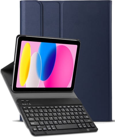 Hoesje - Geschikt voor Apple iPad 10 (2022) - 10.9 inch - 10e Generatie - Keyboard Book Cover - Toetsenbord Case - Hoes - Donkerblauw