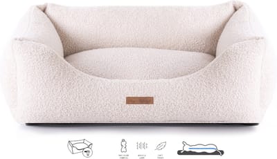 Dog's Lifestyle Orthopedische hondenmand Boucle Ivory / Ivoor L 85cm -Ook in M en XL - Wasbare hoes