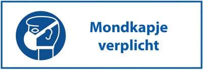 Mondkapje verplicht bord met tekst - kunststof 280 x 105 mm