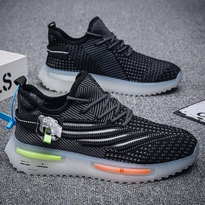 Herfst Nieuwe Ademende Vliegweefsel Veterschoenen Herenschoenen Running Tide Schoenen Alles-match Geleizool Comfortabele Casual Studentenschoenen 45 gray