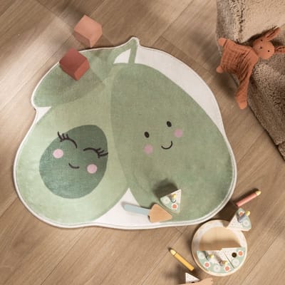Little Olly Wasbaar kindervloerkleed - Berry Avocado Groen - Ø 100 cm