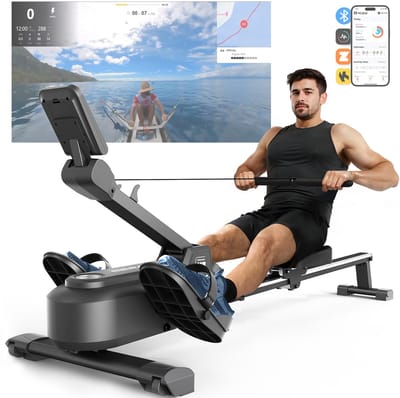 MERACH Magnetische roeimachine voor thuis - Stille roeitrainer met 16-staps magnetisch systeem - Haai-ontwerp - LCD-monitor - Stil magnetisch remsysteem - Exclusieve app en spellen - Compatibel met Kinomap - Eenvoudige montage - full-body training