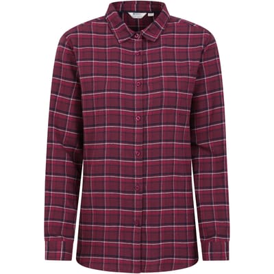 Mountain Warehouse Dames/Dames Balsem Geborsteld Flanellen Longline Shirt (Bourgondië)