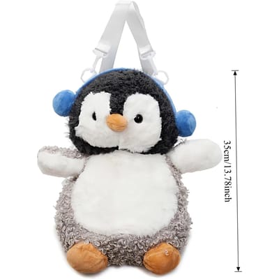 Sac bandoulière en peluche pingouin mignon, peluche animal aux poils bouclés et duveteux, sac à dos kawaii pour femme, cadeau d'anniversaire