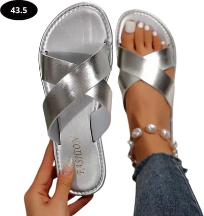 Livano Slippers Dames - Teenslippers - Flip Flops - Comfortabel - Zomer - Zilver 43.5