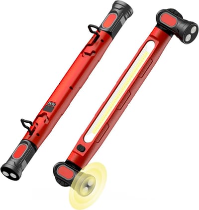 1 stuk Werklamp led-Werklamp-Magnetische LED-werklampstrip - 6000mAh / 3000LM oplaadbare inspectielamp - 3 kleurmodi, 360° verstelbaar, USB-uitgangwaterdicht - Autoreparatie en -inspectie - rood