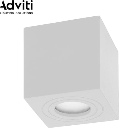 MEGY Opbouwspot voor buiten - Plafondspot Downlight Vierkant - Tuinverlichting GU10 - Buitenverlichting met IP54 - Melkglas - Aluminium behuizing Wit