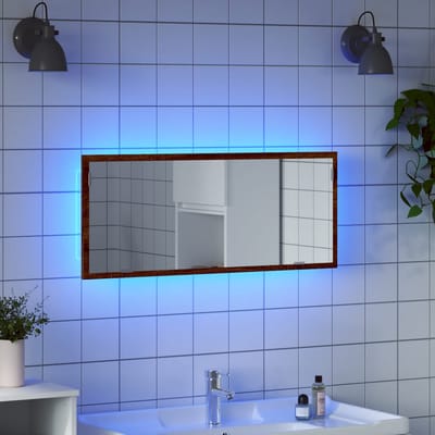 vidaXL - Badkamerspiegel - met - LED - 100x8,5x37 - cm - bewerkt - hout - bruin - eiken