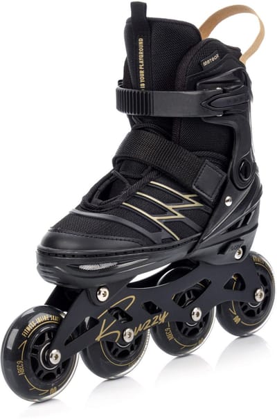 Meteor - Inlineskates Buzzy - Maat 34-38 - Zwart/Goud - Verstelbaar - ABEC-9 - Met rem