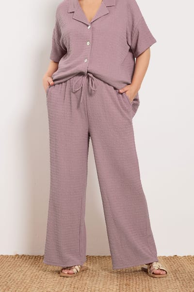 Yours Roze Getextureerde Broek Met Wijde Pijpen Size 42