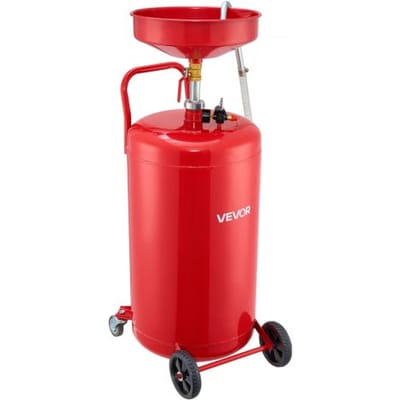 VEVOR 9,5l Olieopvangbak, Olieopvangbak met Verstelbare Trechterhoogte, Olieopvangbak met Wielen, Aftapkraan voor Vloeibare Brandstof, Olieopvangwagen voor Autoreparatiewerkplaatsen, Rood