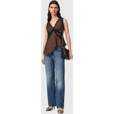 AllSaints Ilka Lace Cami Bitter Brown Taglia: 6 | Magliette intime Outlet | Donna | Marrone