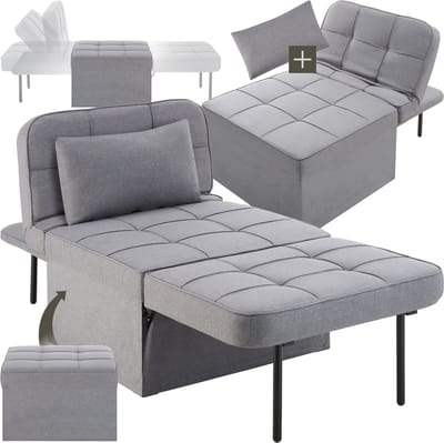 tectake® 4-in-1 Slaapbank Ponto - Comfortabele Slaapstoel - Logeerbed - Te gebruiken als Bank, Fauteuil of Ligstoel - Opklapbaar in 6 vakken - Modulaire Slaapbank of Leesstoel