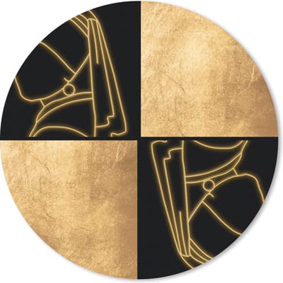 Muismat rond 20x20 cm - Mousepad Meisje met de parel - Collage - Goud - Ronde muismatten