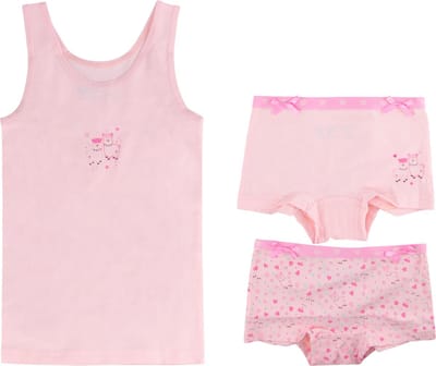 Funderwear meisjes ondergoed meisjes setje - Sweetheart - Boxershorts en hemd setje meisjes - Katoen - 134 - Roze