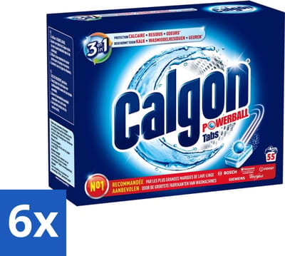 Calgon - Wasmachinereiniger - Tegen Kalkaanslag / Wasmiddelresten / Geuren - 55 Tabletten - Voordeelverpakking - 6 stuks