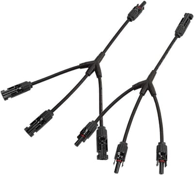 Set van 2 Professionele MC4 Y-Splitsers voor Zonnepanelen - 1 naar 3 Parallelverbinding