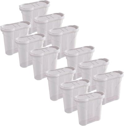 Novaliv zoutstrooier set van 12 zoutvoorraadbakjes voor strooien 300 ml afmetingen (LxBxH): 11 x 5 x 11 cm kruidenbakjes met deksel zout- en peperstrooier paprika kruidenstrooier klein kruidenstrooier fijn