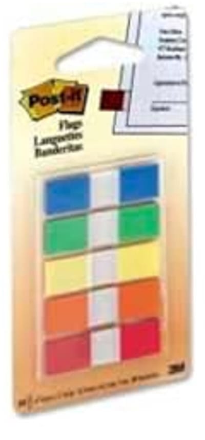 Vlaggen met Dispenser voor Mobiel Gebruik - Assortiment Primaire Kleuren, 1/2 Inch Breed, 100 per Dispenser, Verpakt per 6
