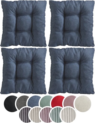 sleepling stoelkussen, 38 x 38 cm, set van 4, zachte bekledingsstof, zitkussen in jeans