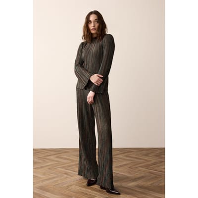 Summum Woman Pants Stripe Plisee Jersey Multicolour Size: M | Wide-Leg & Flared Pants Outlet | Dames | Bruin
