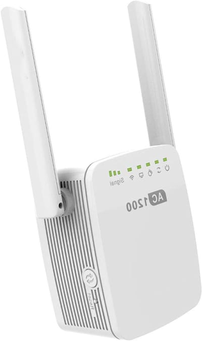 Wifi Extender - Signaalversterker Booster - Internet Bereik Uitbreiden - Dual Band 1200 Mbit/s - 10 Meter Bereik - Wit