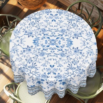 Onafhankelijkheidsdag Bloemenkrans Waterdichte Rechthoekige Tafelkleed Rood Blauw Bloemen Ster USA Vlag Tafelhoes voor Diner Keuken 152x152cm